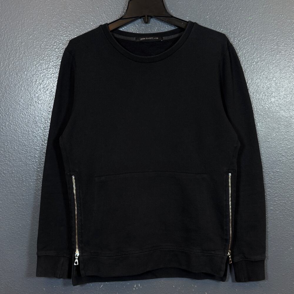 John Elliott 1 men’s black zip crew neck sweatshirt